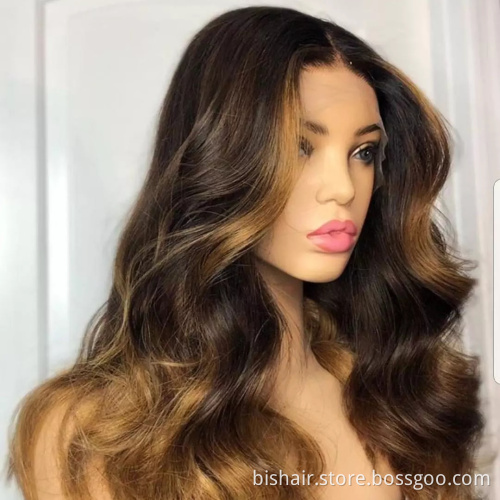 Human  Hair  Wigs  Body  Wave  Colored   Virgin  Hair  360  Hd  Transparent  Full  Lace  Front   Wig  Body  Wave